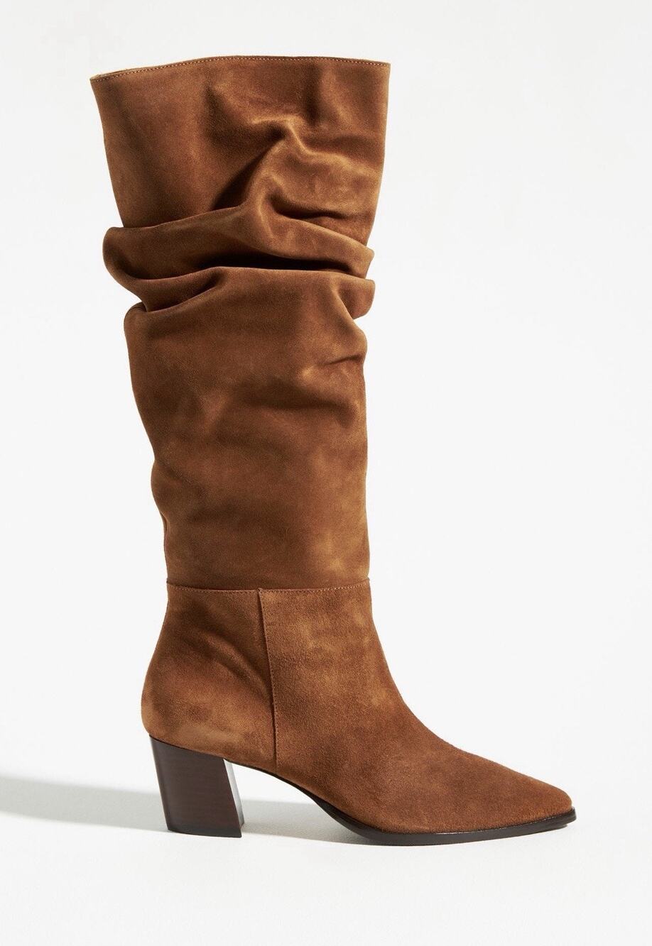 BERNARDO Anthropologie Fallyn Slouchy Brown Suede Ruched Tall Boots Sz 6M